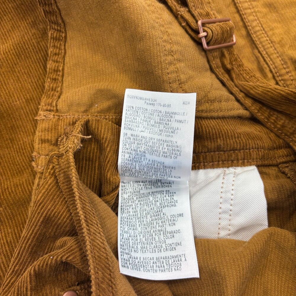 Free People Wrangler Brown Corduroy Straight-Leg Small Bib Overalls Jumpsuit - Picture 10 of 13